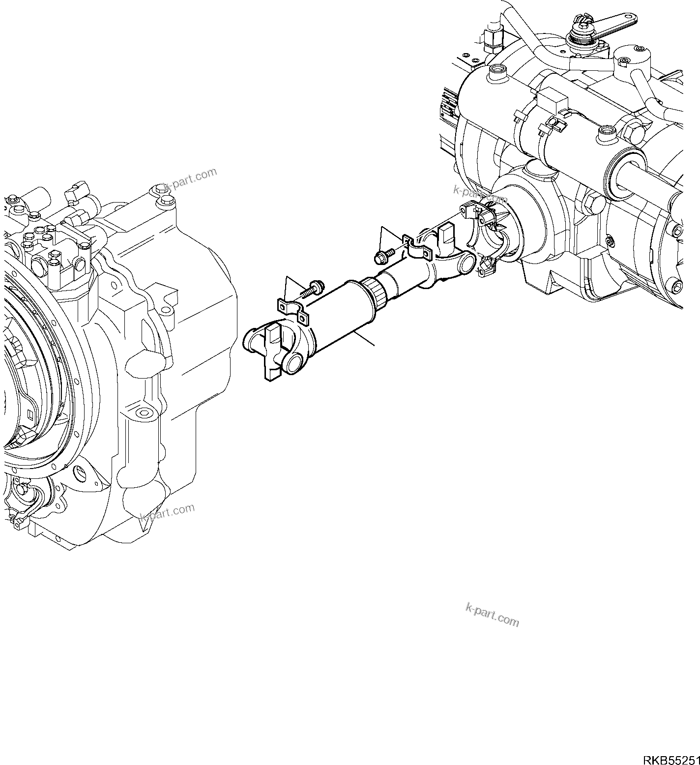 Komatsu parts book diagram for WB93S-5E0 S/N F20466- UP: REAR CARDAN SHAFT