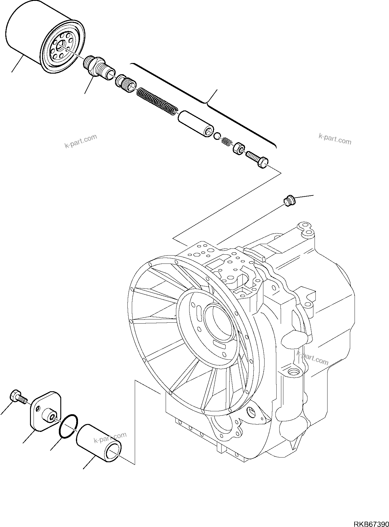 Komatsu parts book diagram for WB93S-5E0 S/N F20466- UP: TRANSMISSION (2/11)