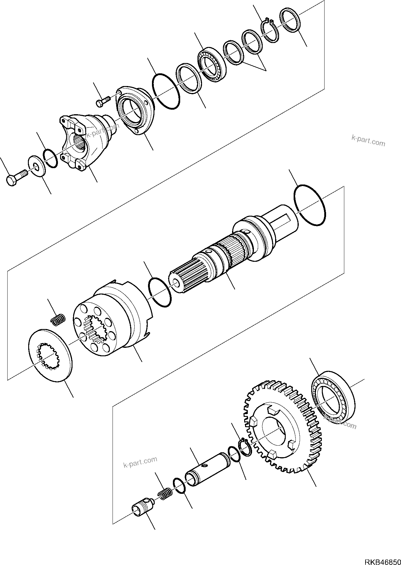Komatsu parts book diagram for WB93S-5E0 S/N F20466- UP: TRANSMISSION (7/11)