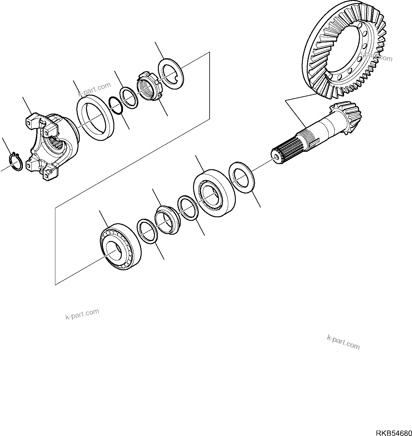 Komatsu parts book diagram for WB93S-5E0 S/N F20466- UP: FRONT AXLE (3/7)