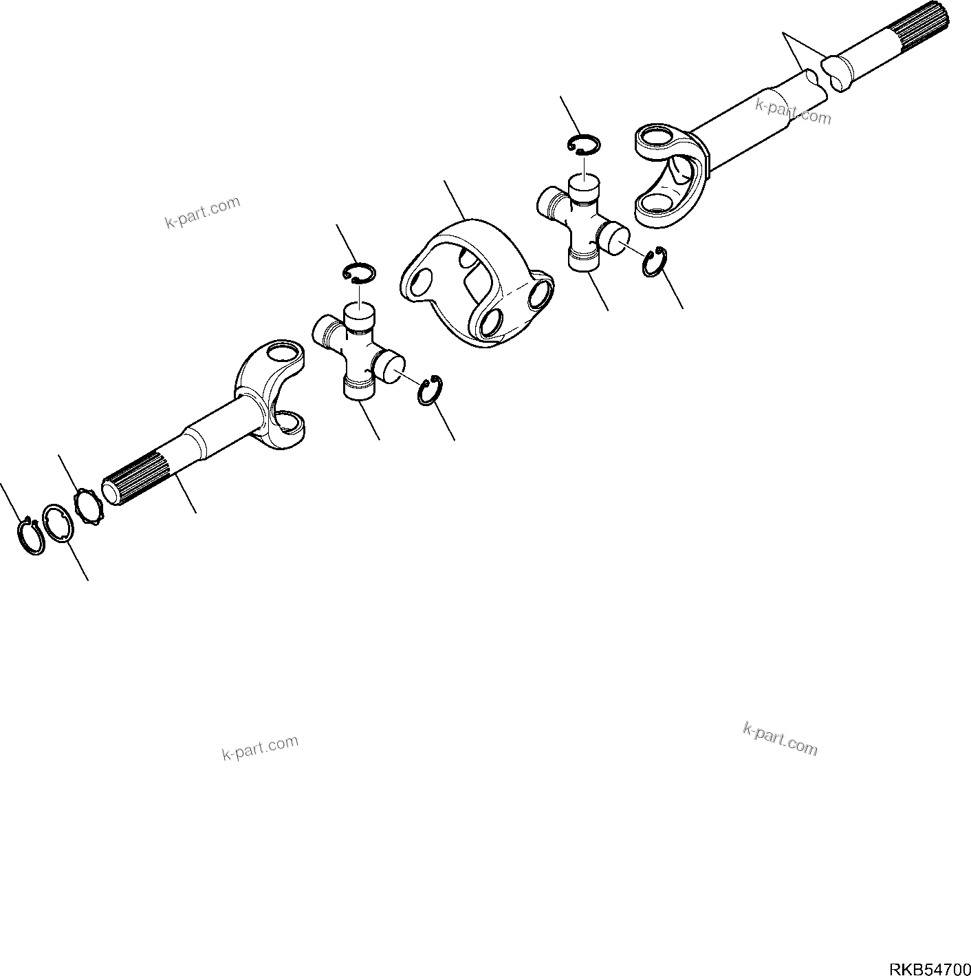 Komatsu parts book diagram for WB93S-5E0 S/N F20466- UP: FRONT AXLE (5/7)