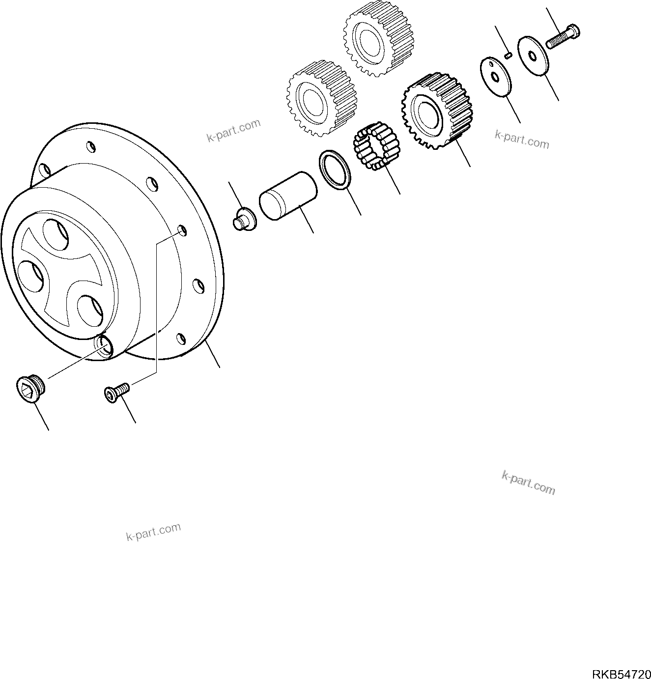 Komatsu parts book diagram for WB93S-5E0 S/N F20466- UP: FRONT AXLE (7/7)