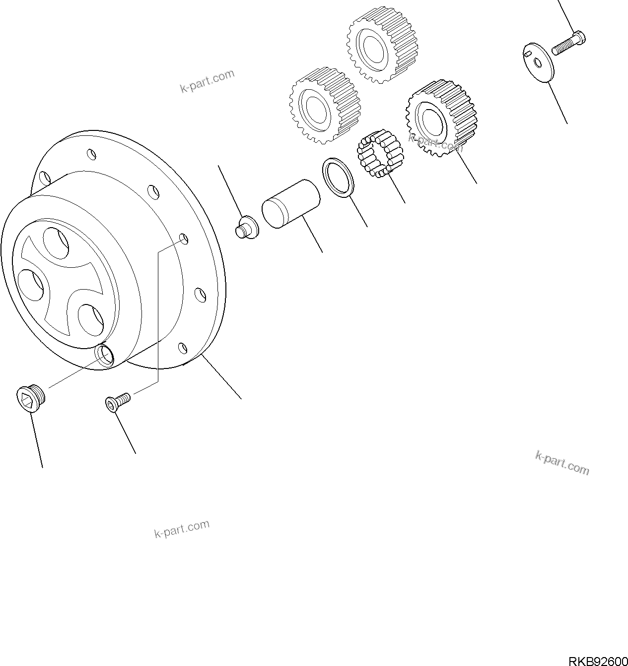 Komatsu parts book diagram for WB93S-5E0 S/N F20466- UP: FRONT AXLE (7/7)