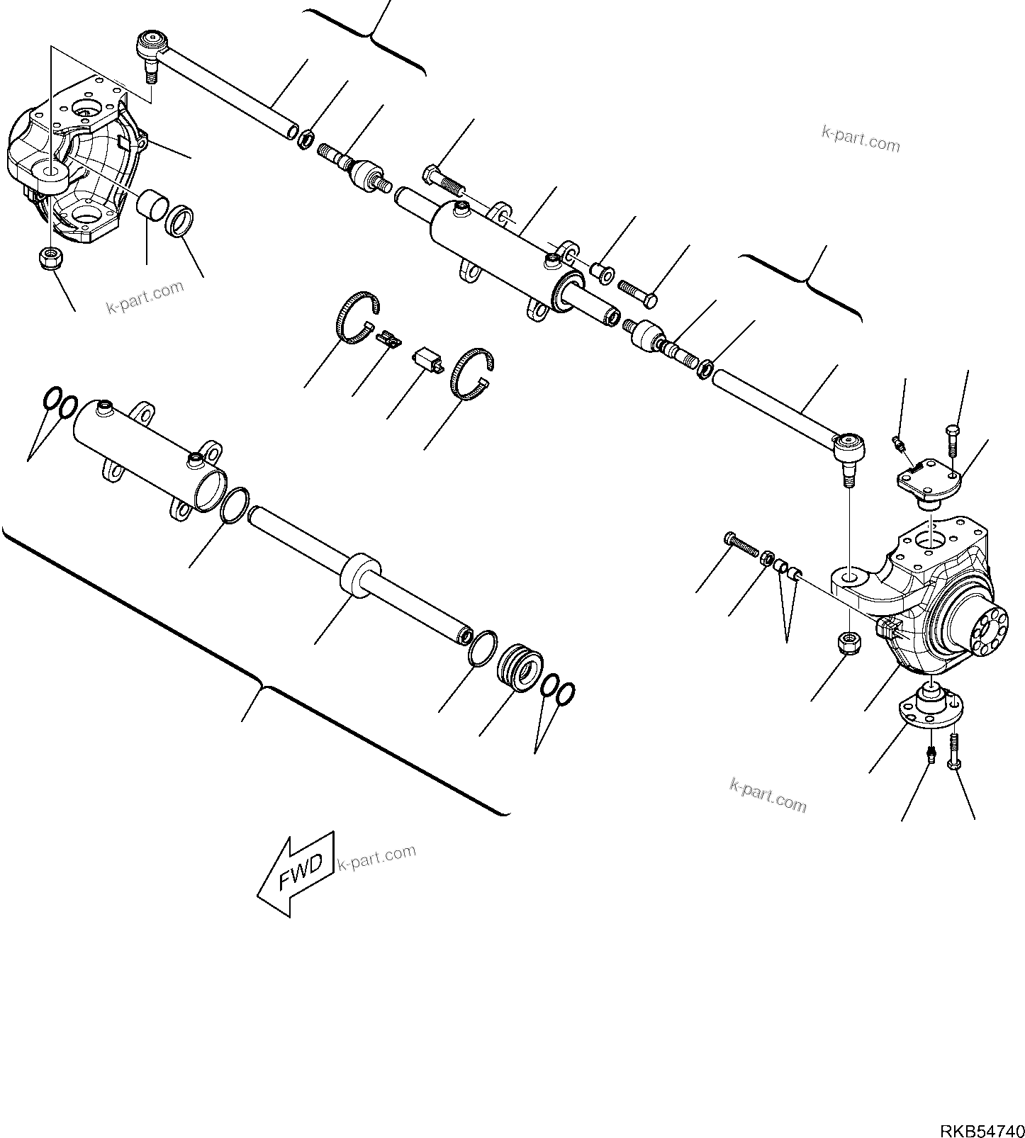 Komatsu parts book diagram for WB93S-5E0 S/N F20466- UP: REAR AXLE (2/10)