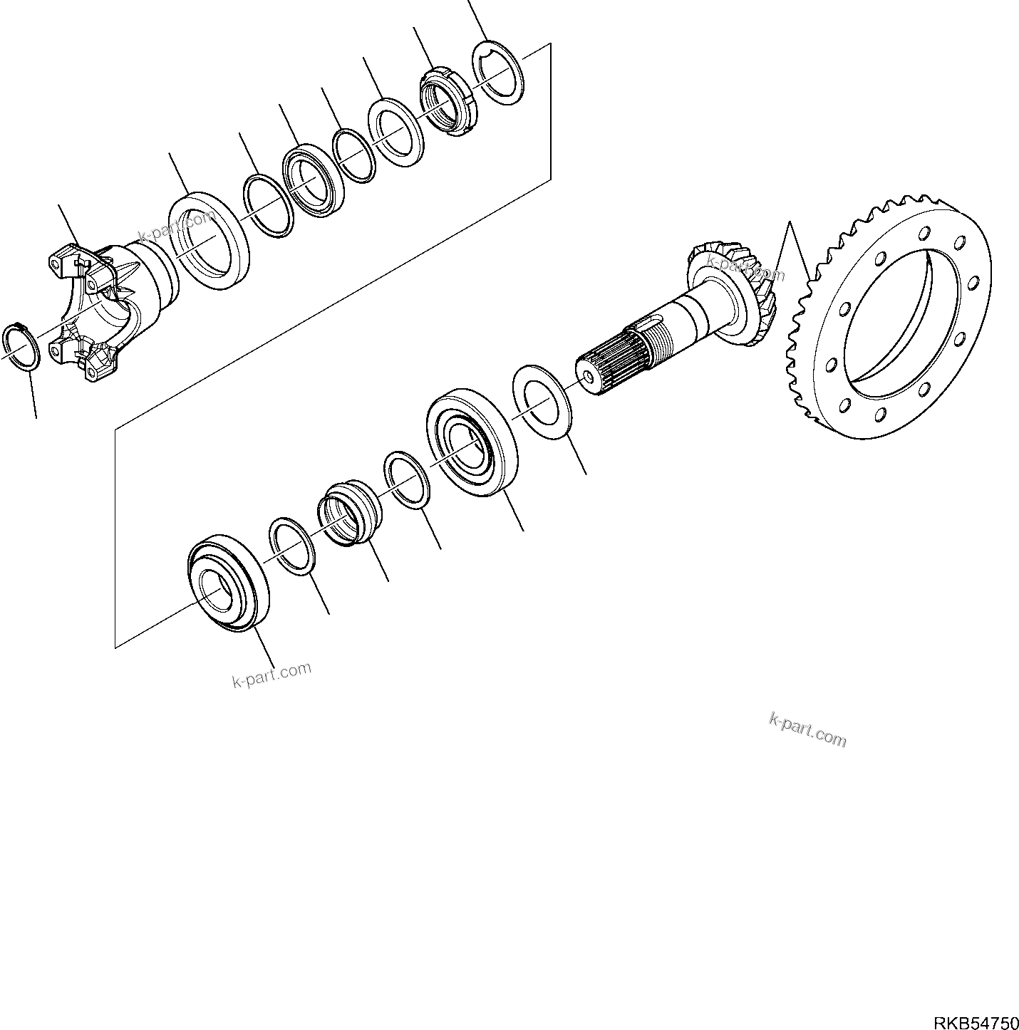 Komatsu parts book diagram for WB93S-5E0 S/N F20466- UP: REAR AXLE (3/10)