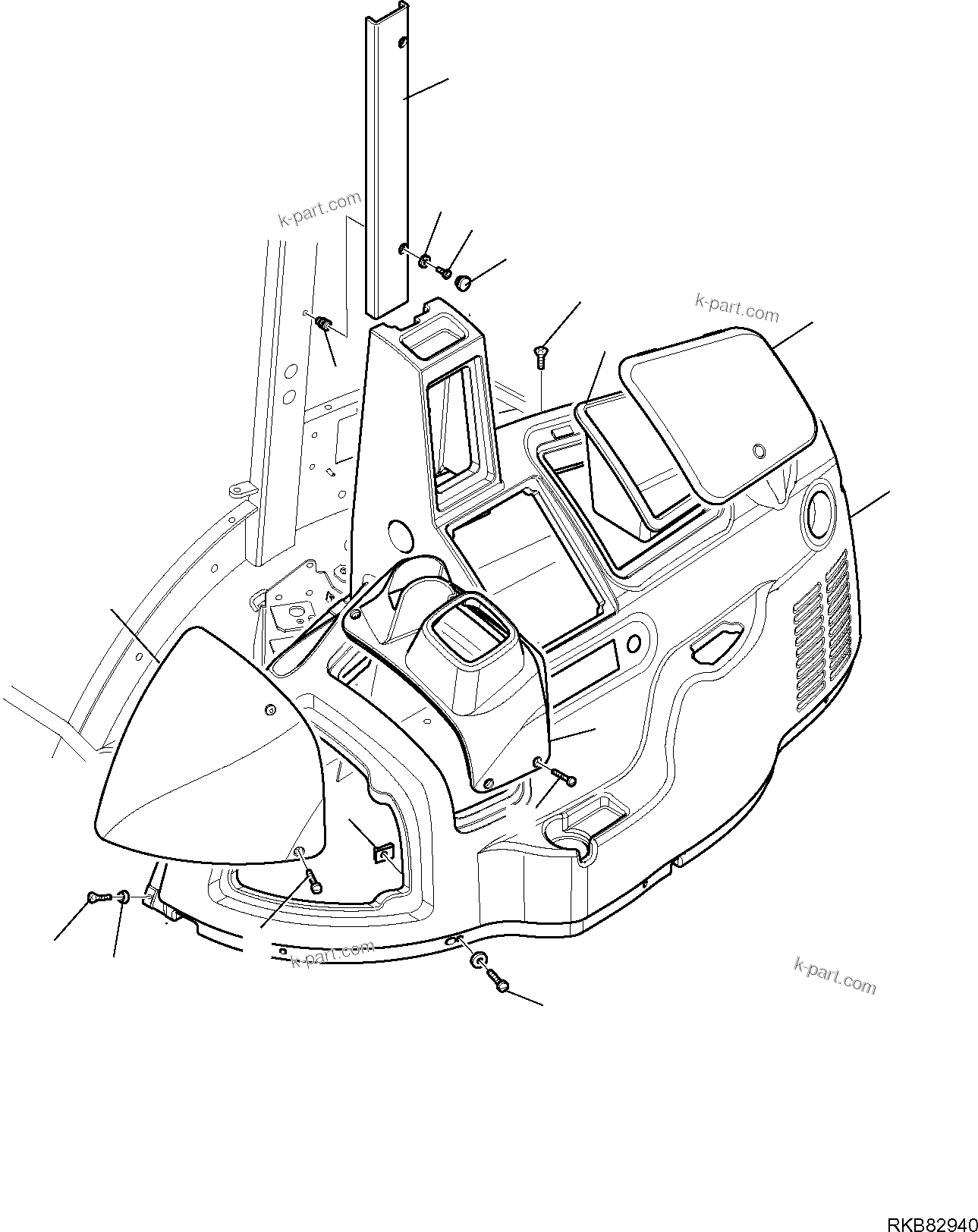 Komatsu parts book diagram for WB93S-5E0 S/N F20466- UP: CAB (10/14)