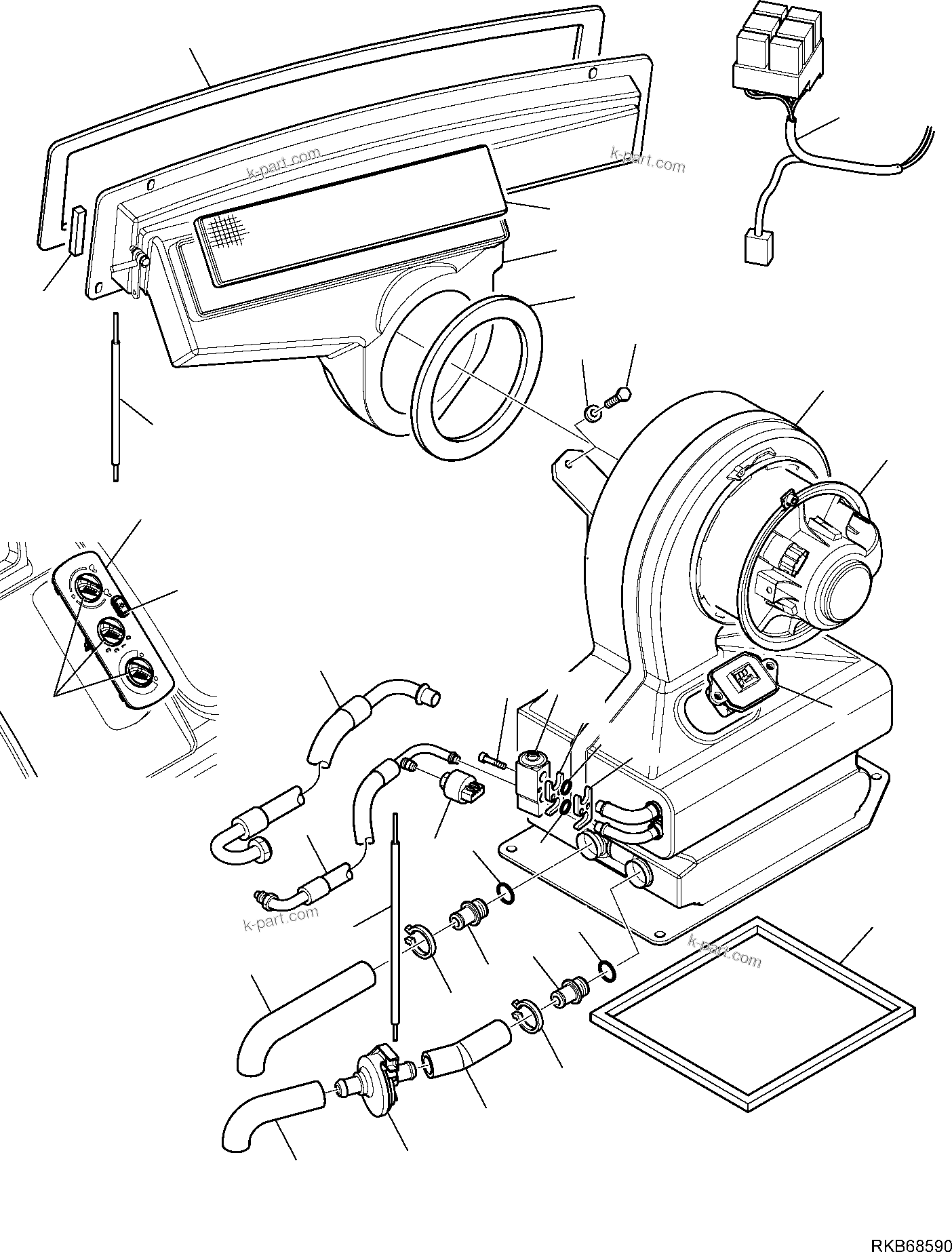 Komatsu parts book diagram for WB93S-5E0 S/N F20466- UP: AIR CONDITIONING SYSTEM (5/5)