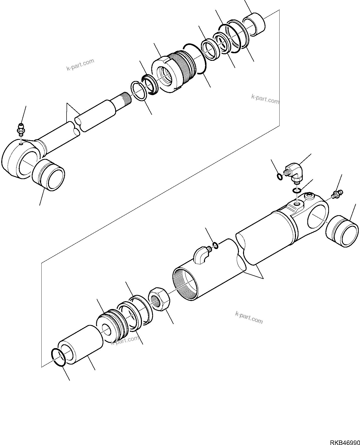 Komatsu parts book diagram for WB93S-5E0 S/N F20466- UP: SHOVEL ARM LIFTING CYLINDER