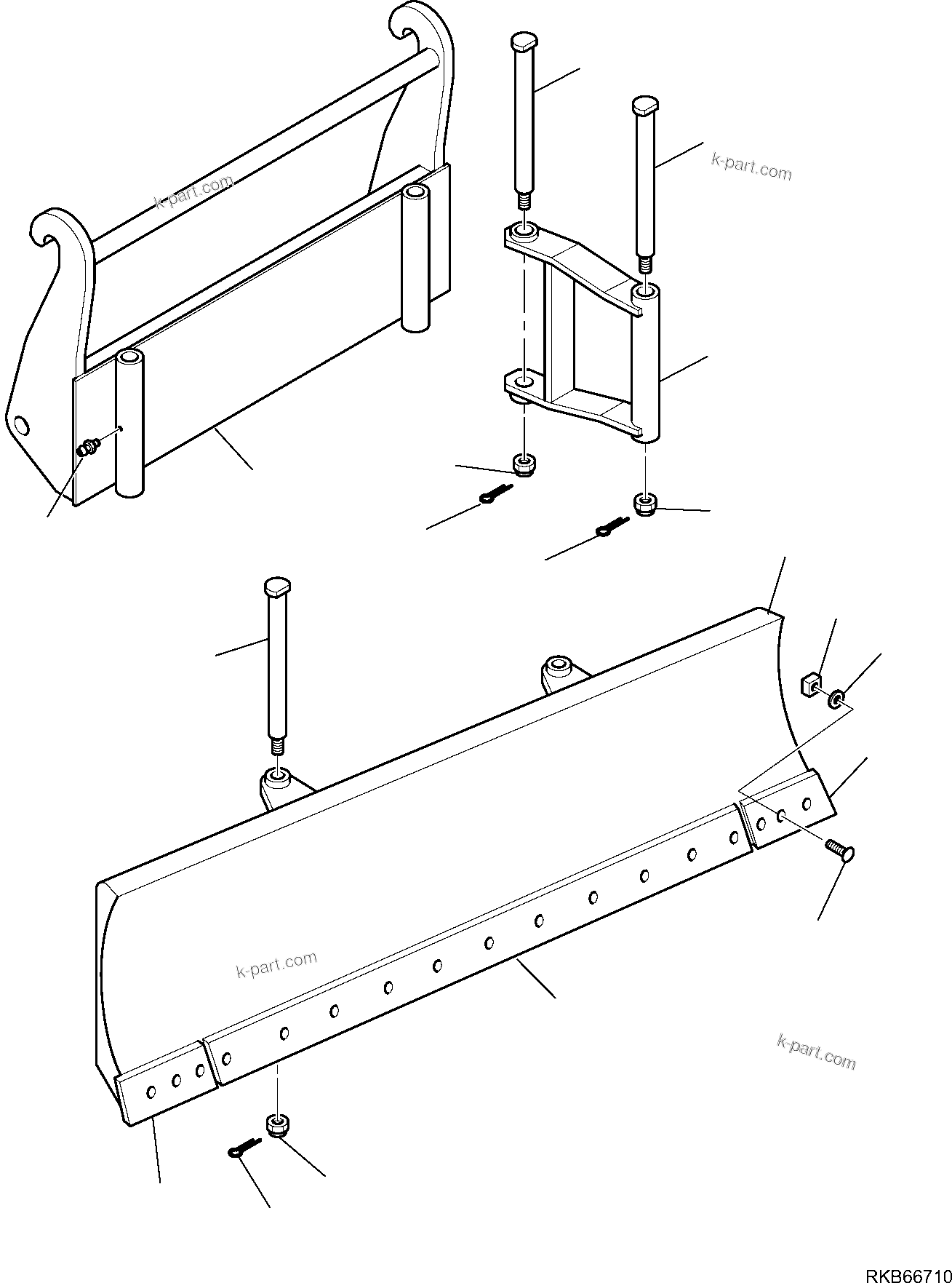 Komatsu parts book diagram for WB93S-5E0 S/N F20466- UP: BLADE (WITH HYDRAULIC QUICK COUPLING)