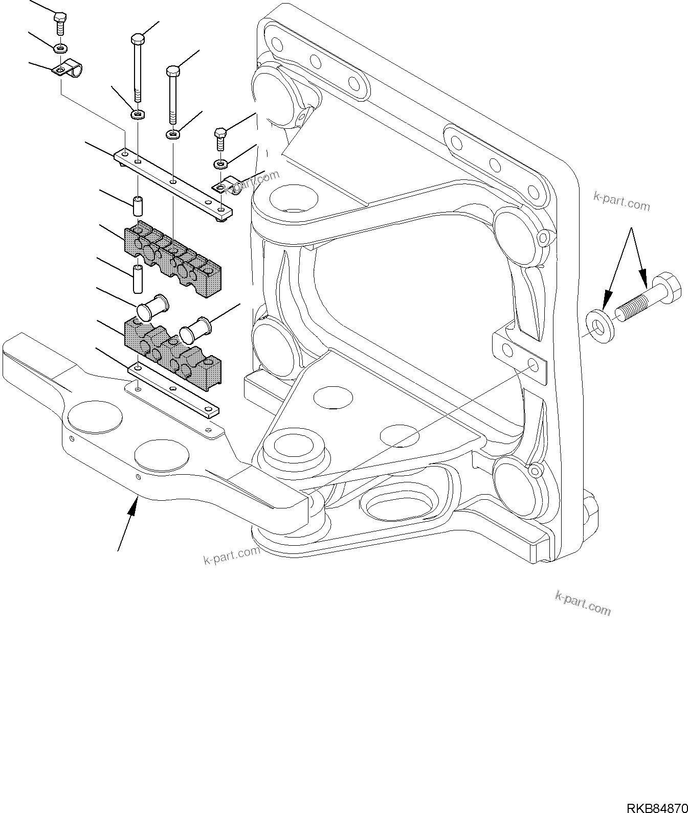 Komatsu parts book diagram for WB93S-5E0 S/N F20466- UP: BACKFRAME (2/2)