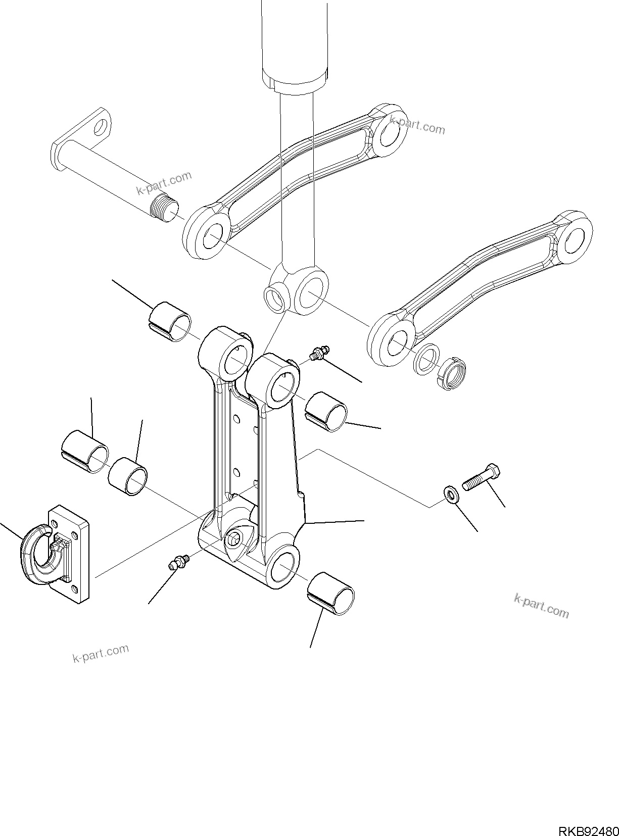 Komatsu parts book diagram for WB93S-5E0 S/N F20466- UP: BUCKET LINK (WITH TELESCOPIC ARM) (WITH HOOK) (2/2)