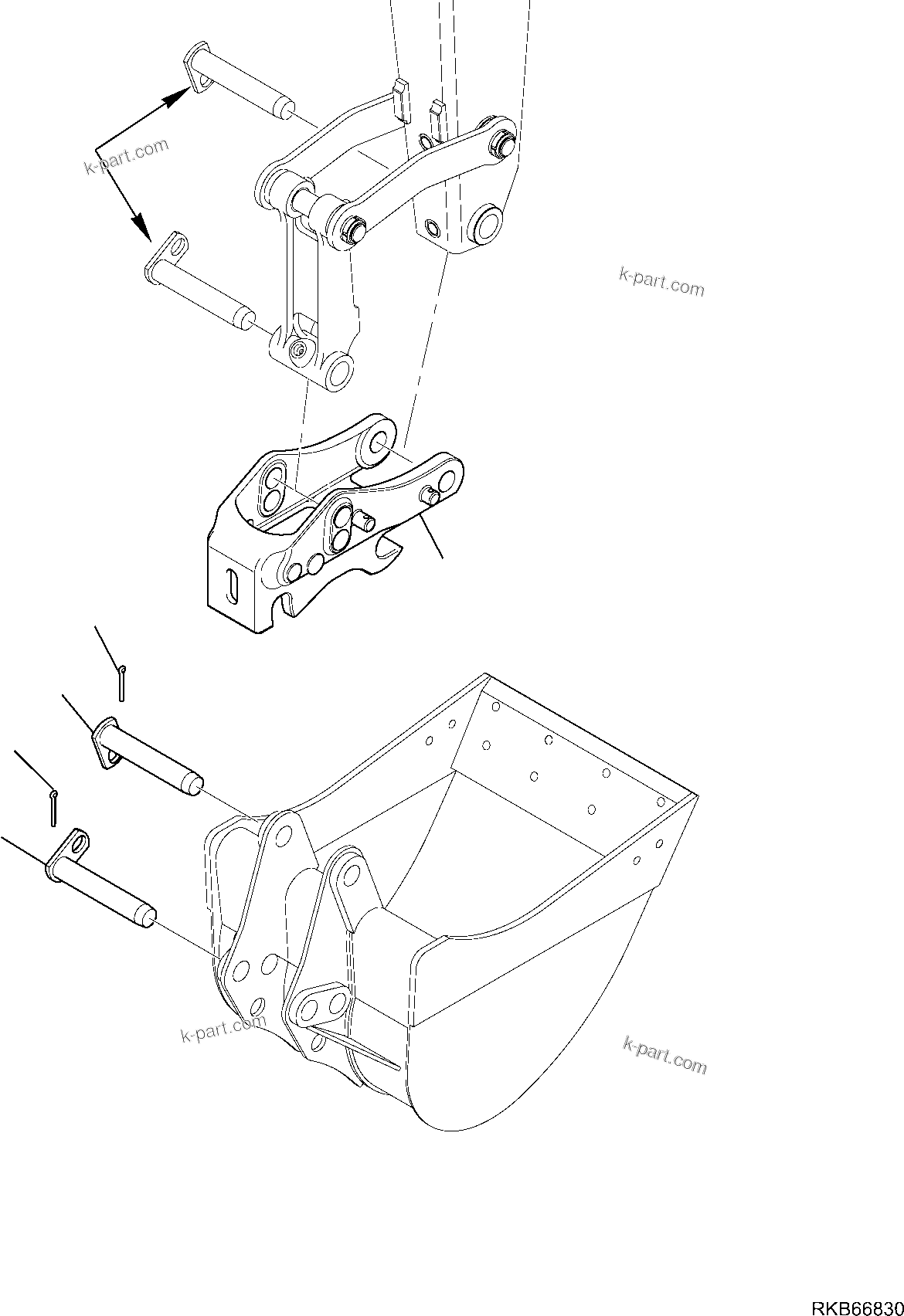 Komatsu parts book diagram for WB93S-5E0 S/N F20466- UP: BACKHOE QUICK COUPLING (1/2)