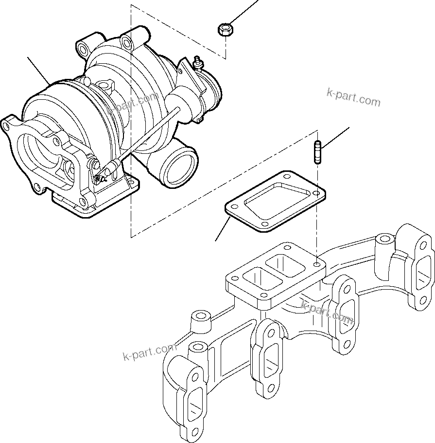 Komatsu parts book diagram for WB97S-5 S/N F00003-Up: EXHAUST MANIFOLD (2/3)