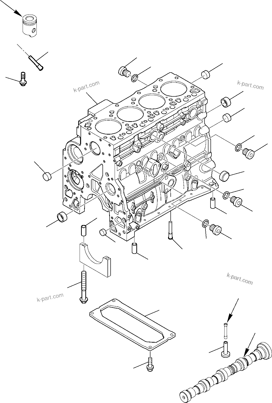 Komatsu parts book diagram for WB97S-5 S/N F00003-Up: CYLINDER BLOCK