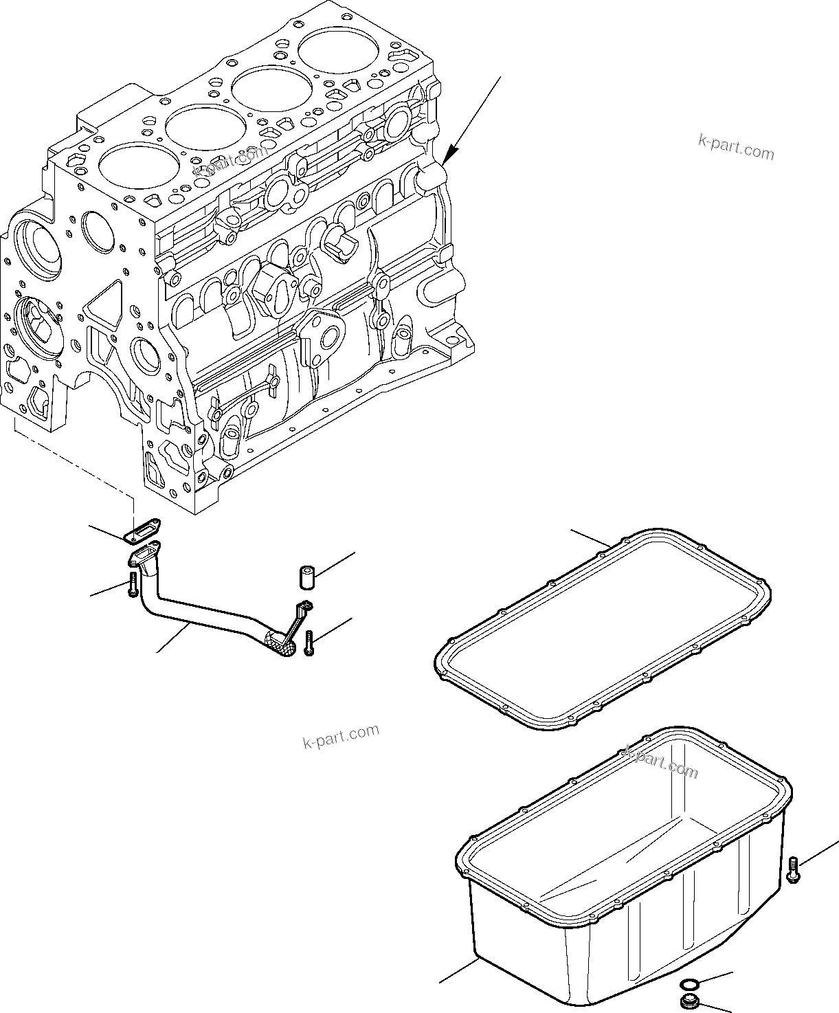 Komatsu parts book diagram for WB97S-5 S/N F00003-Up: LUBRICATING OIL SUMP