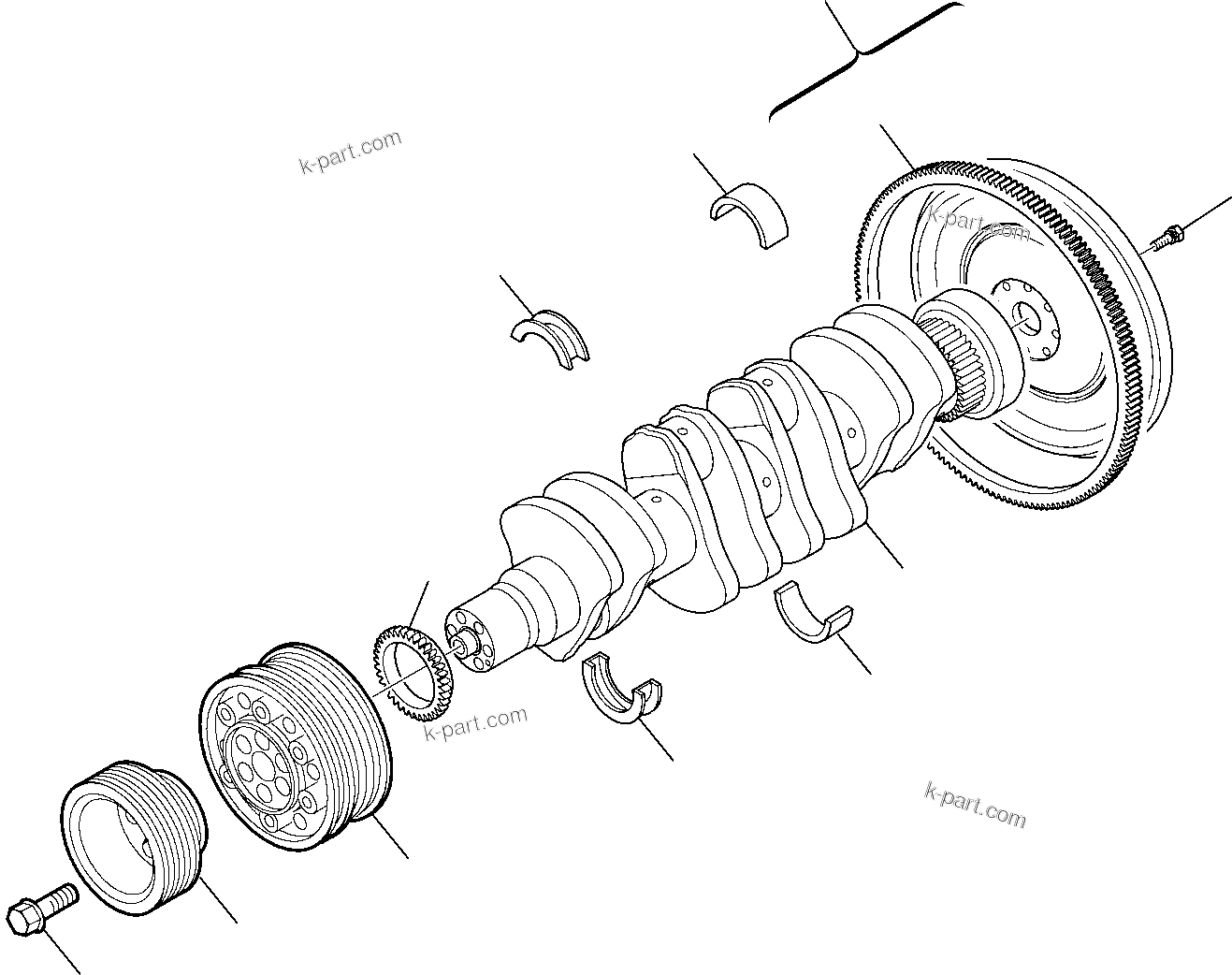 Komatsu parts book diagram for WB97S-5 S/N F00003-Up: CRANKSHAFT