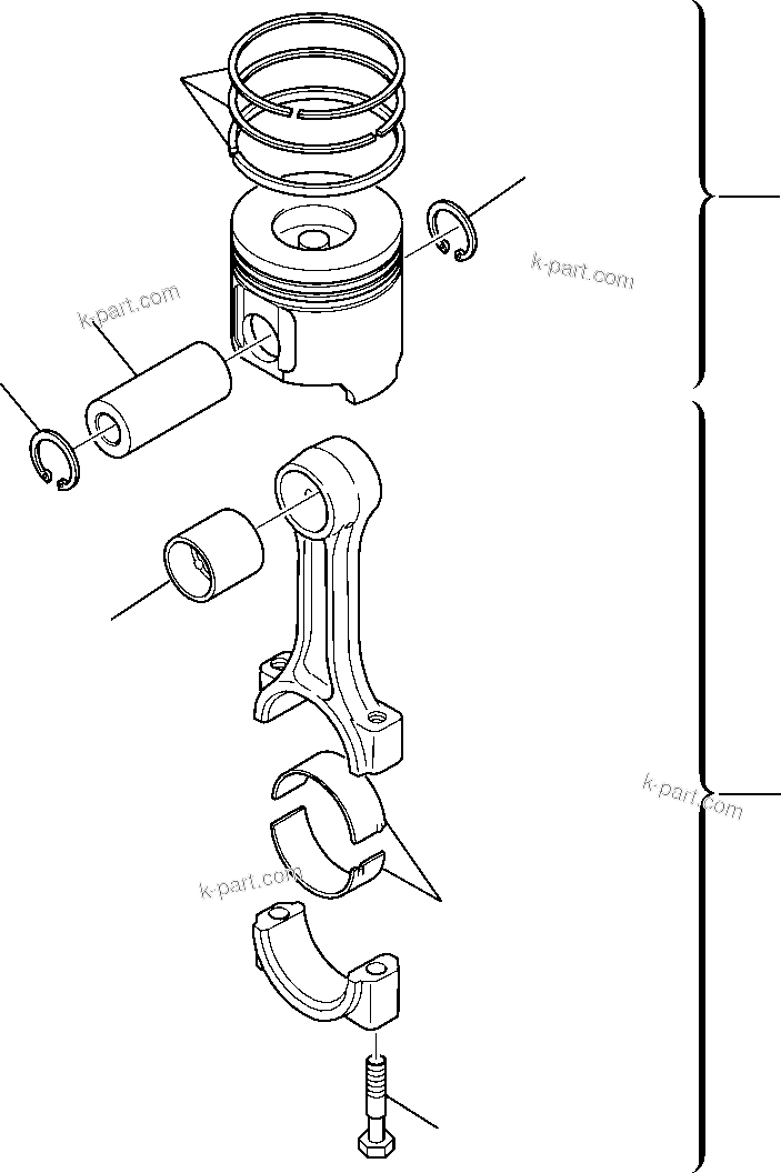 Komatsu parts book diagram for WB97S-5 S/N F00003-Up: PISTON