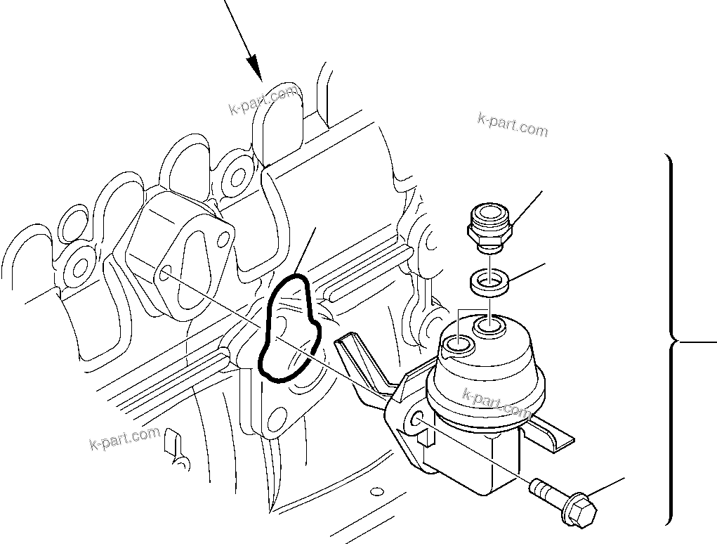 Komatsu parts book diagram for WB97S-5 S/N F00003-Up: FEED PUMP