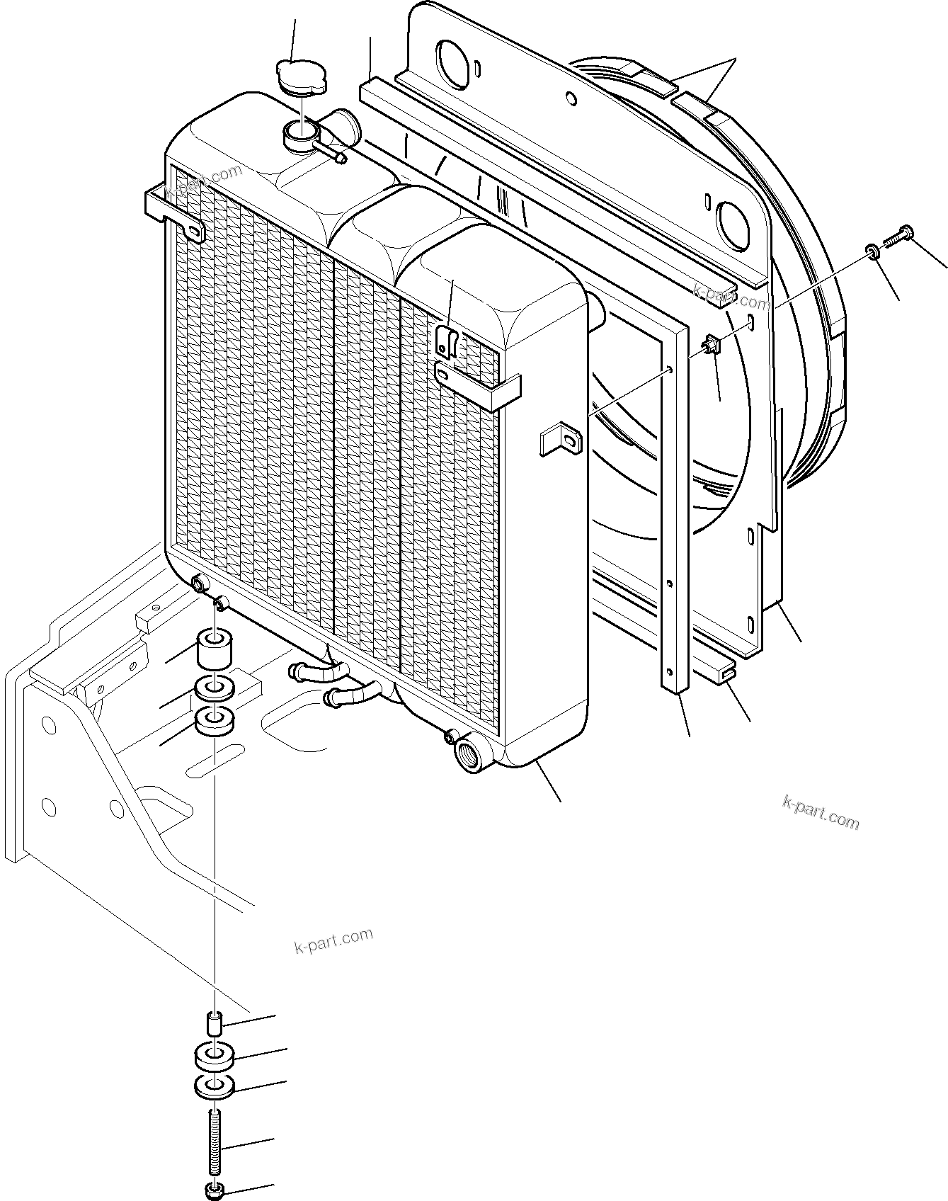 Komatsu parts book diagram for WB97S-5 S/N F00003-Up: RADIATOR (FOR HIGH AMBIENT) (2/2)