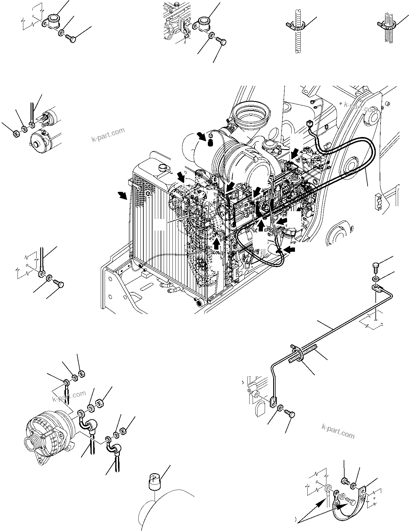 Komatsu parts book diagram for WB97S-5 S/N F00003-Up: ELECTRICAL SYSTEM (ENGINE LINE) (1/2)
