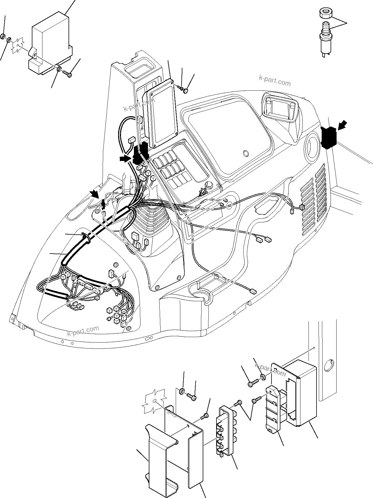 Komatsu parts book diagram for WB97S-5 S/N F00003-Up: ELECTRICAL SYSTEM (CAB) (3/5)
