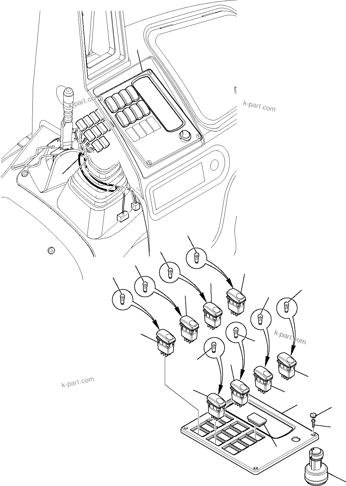 Komatsu parts book diagram for WB97S-5 S/N F00003-Up: ELECTRICAL SYSTEM (CAB) (4/5)