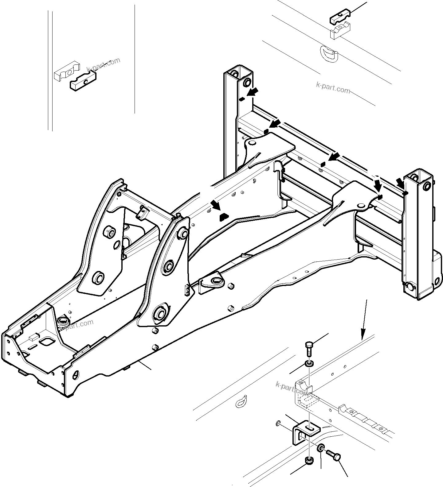 Komatsu parts book diagram for WB97S-5 S/N F00003-Up: FRAME