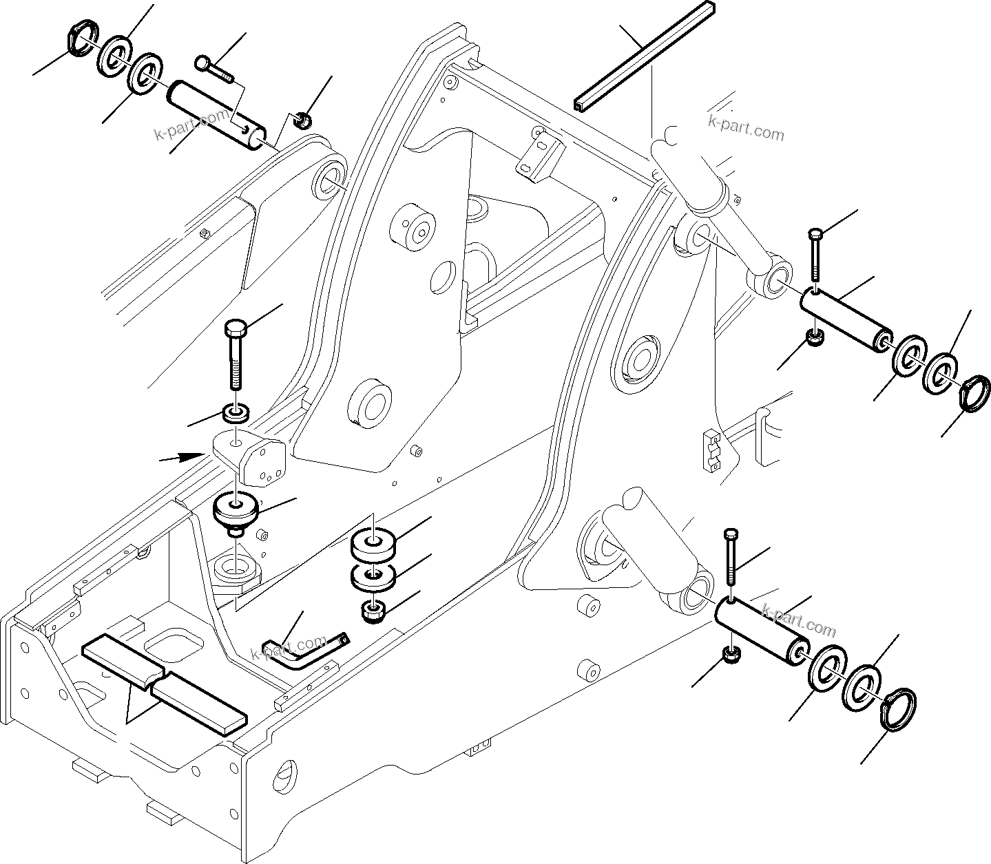 Komatsu parts book diagram for WB97S-5 S/N F00003-Up: FRAME EQUIPMENT