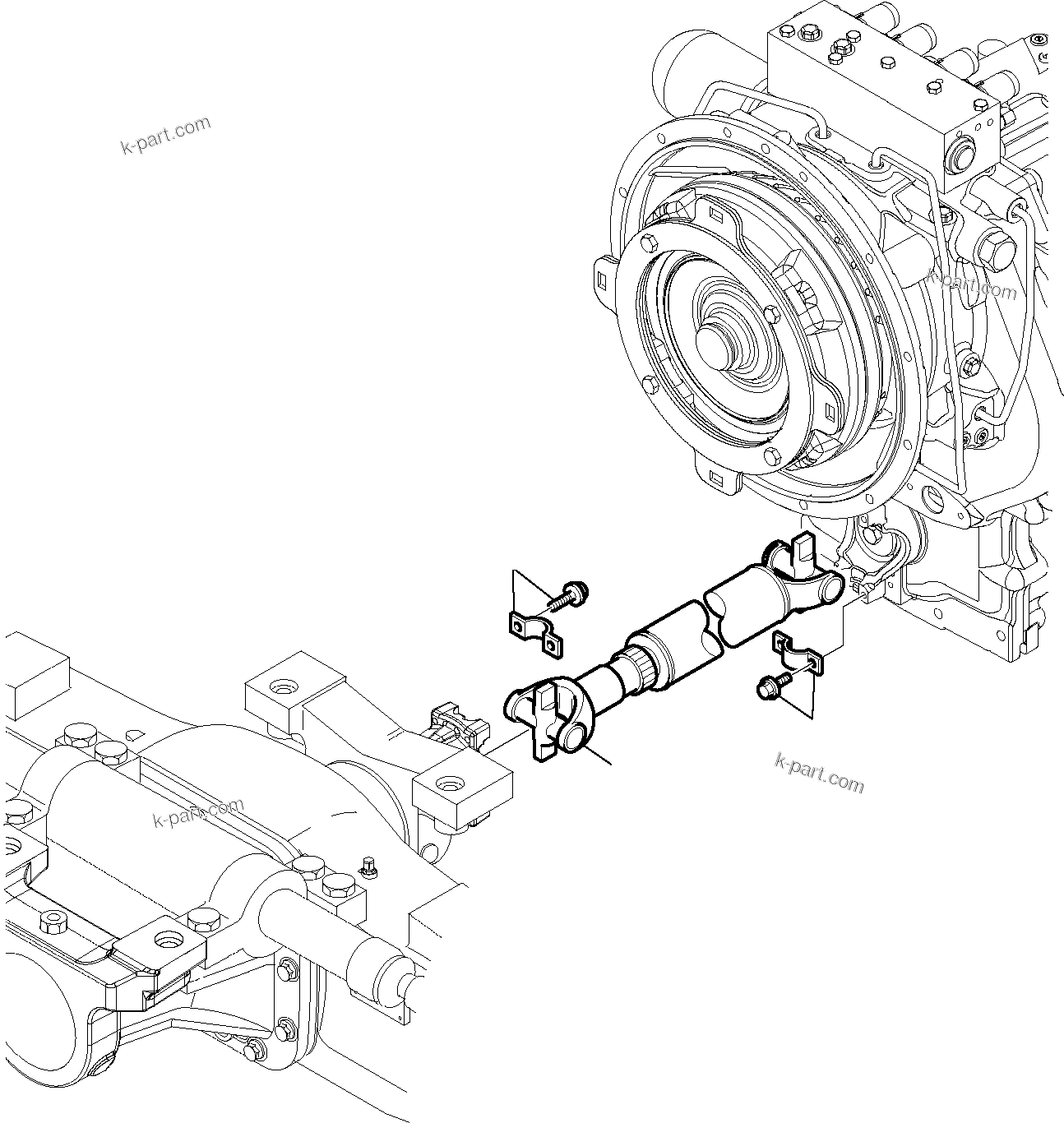 Komatsu parts book diagram for WB97S-5 S/N F00003-Up: FRONT CARDAN SHAFT