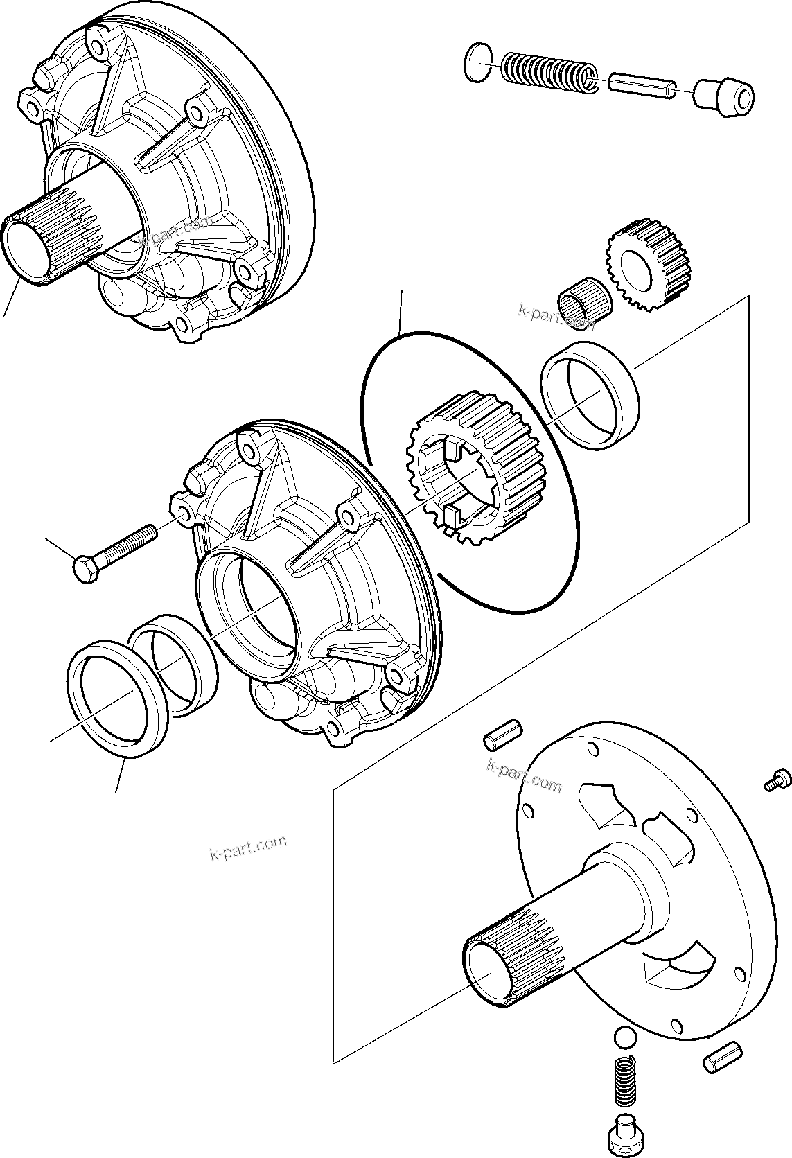 Komatsu parts book diagram for WB97S-5 S/N F00003-Up: TRANSMISSION (1/9)