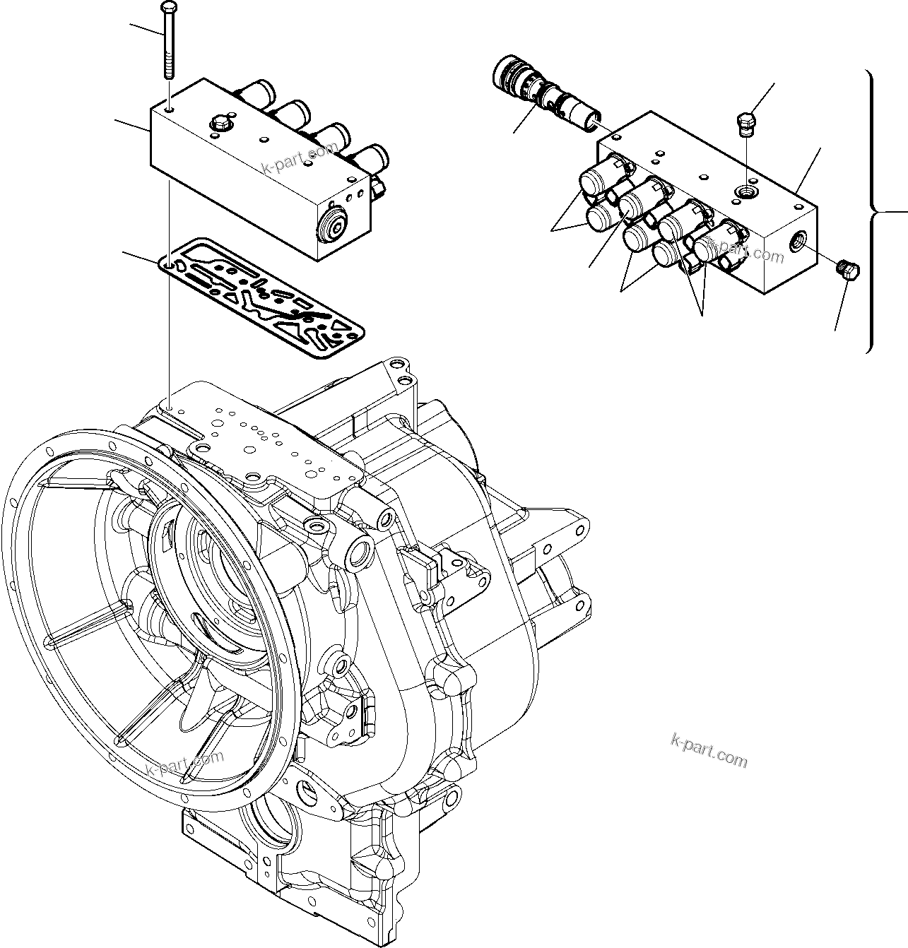 Komatsu parts book diagram for WB97S-5 S/N F00003-Up: TRANSMISSION (8/9)