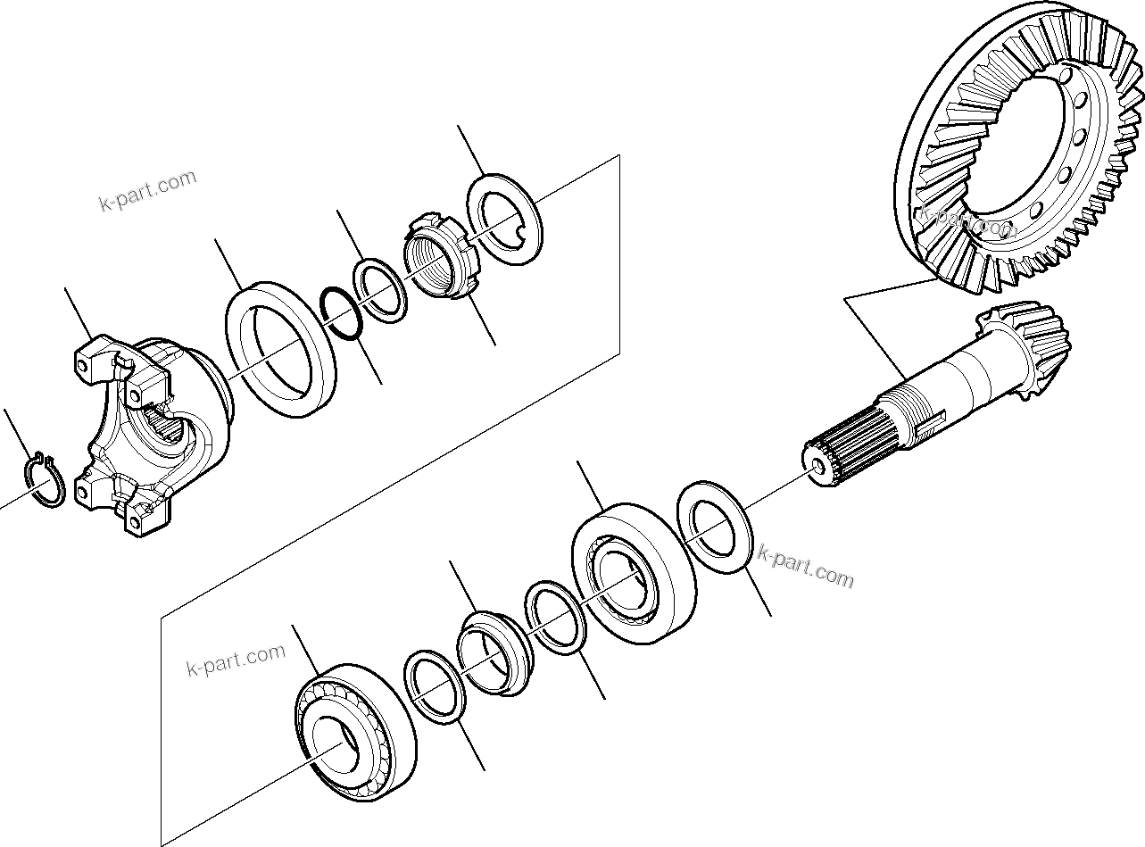 Komatsu parts book diagram for WB97S-5 S/N F00003-Up: FRONT AXLE (3/7)