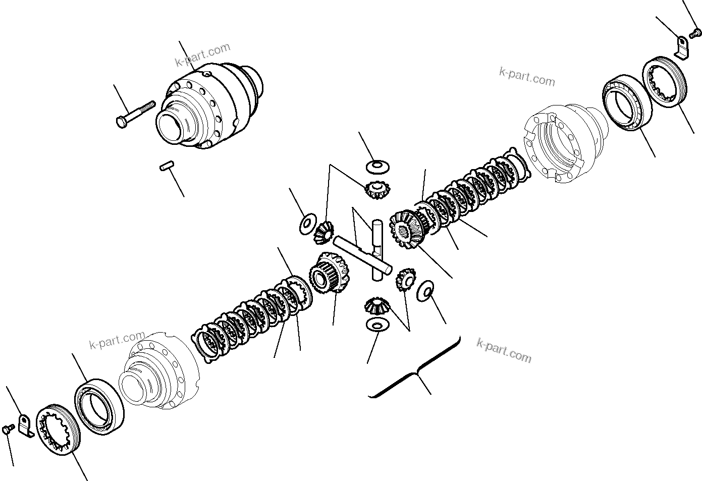 Komatsu parts book diagram for WB97S-5 S/N F00003-Up: FRONT AXLE (4/7)
