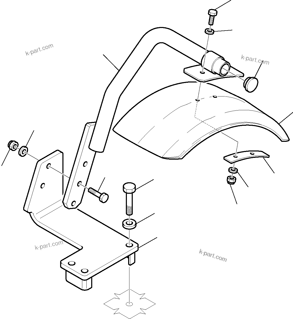 Komatsu parts book diagram for WB97S-5 S/N F00003-Up: MUDGUARD