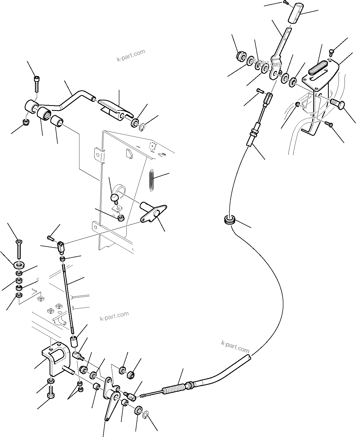 Komatsu parts book diagram for WB97S-5 S/N F00003-Up: FUEL CONTROL LEVER (1/2)