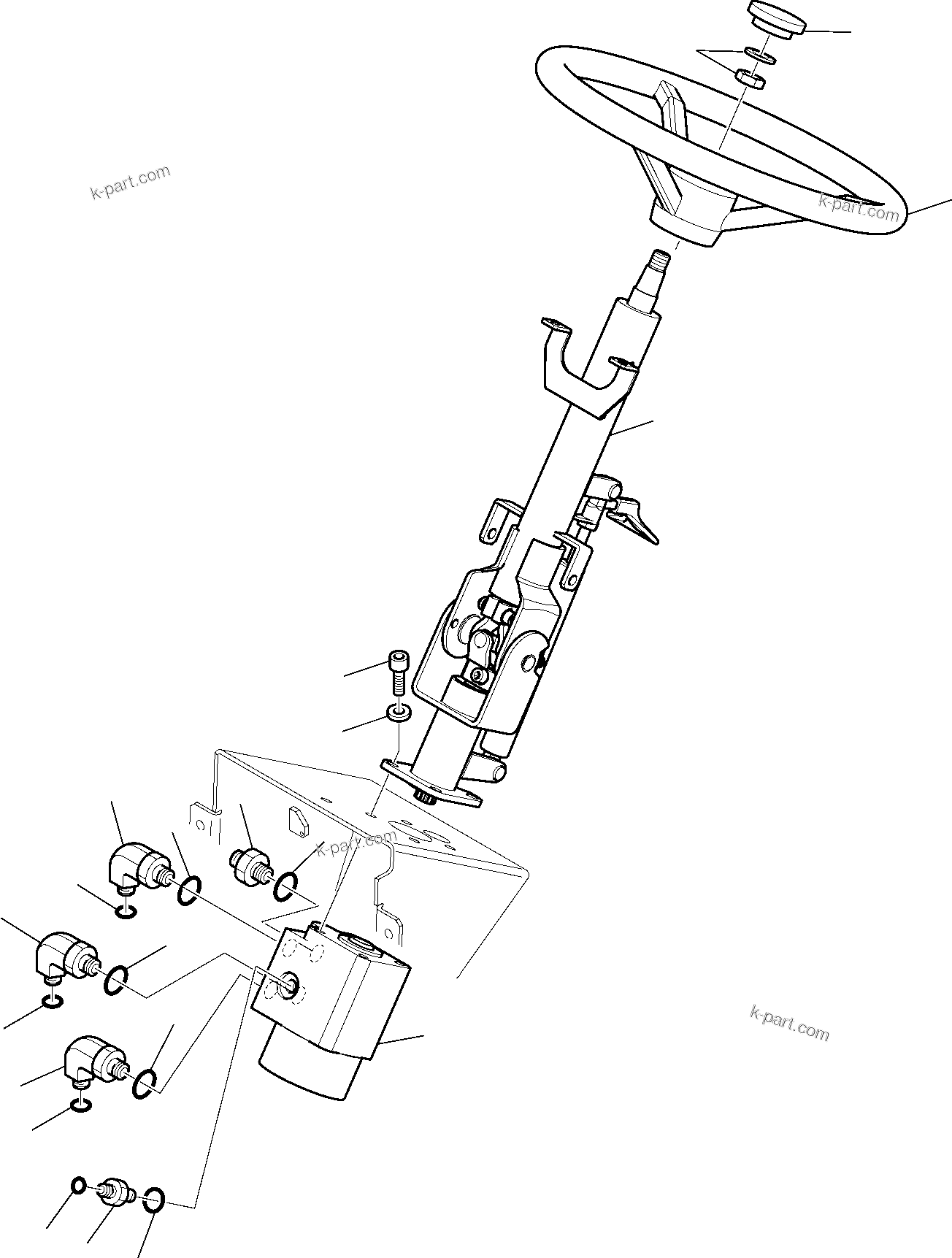 Komatsu parts book diagram for WB97S-5 S/N F00003-Up: STEERING WHEEL