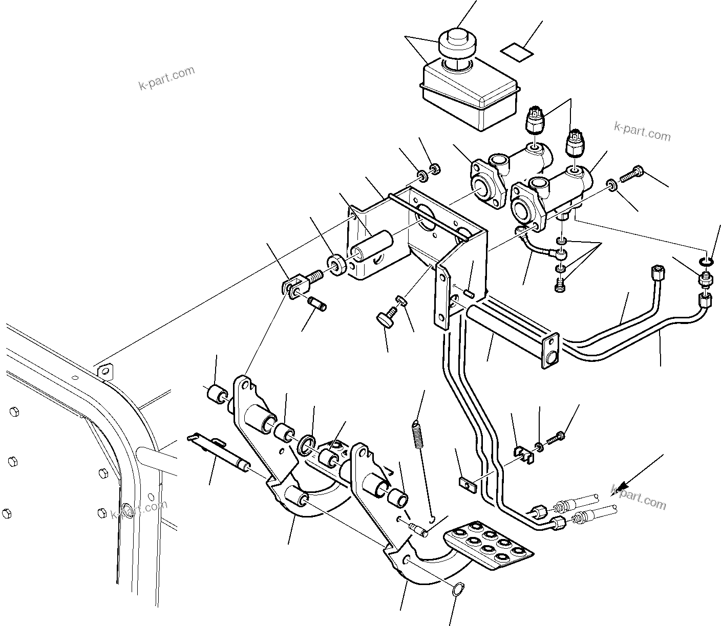 Komatsu parts book diagram for WB97S-5 S/N F00003-Up: BRAKING CONTROL PEDAL