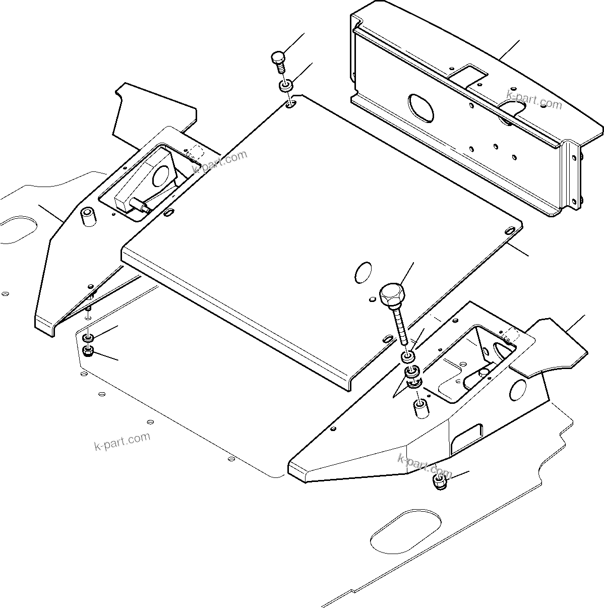 Komatsu parts book diagram for WB97S-5 S/N F00003-Up: FLOOR BOARD CAB