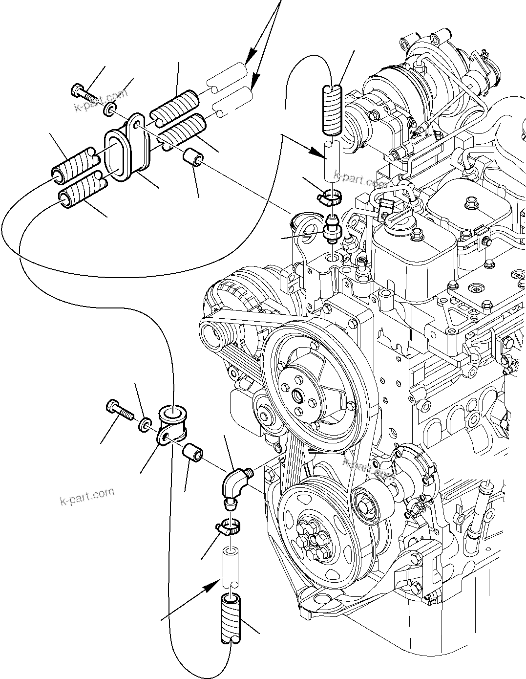 Komatsu parts book diagram for WB97S-5 S/N F00003-Up: HEATING SYSTEM (2/4)