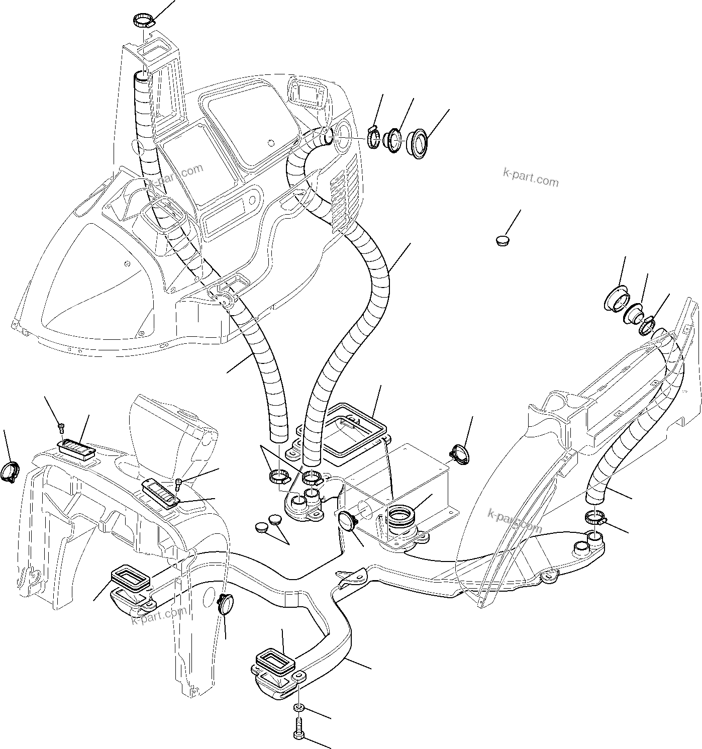 Komatsu parts book diagram for WB97S-5 S/N F00003-Up: HEATING SYSTEM (3/4)