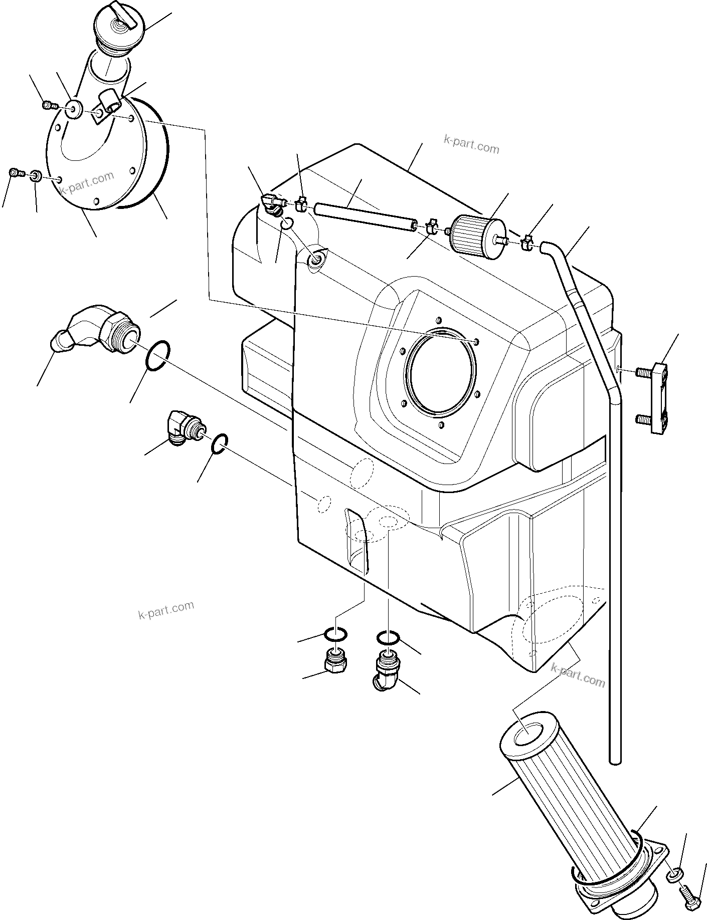 Komatsu parts book diagram for WB97S-5 S/N F00003-Up: HYDRAULIC OIL TANK