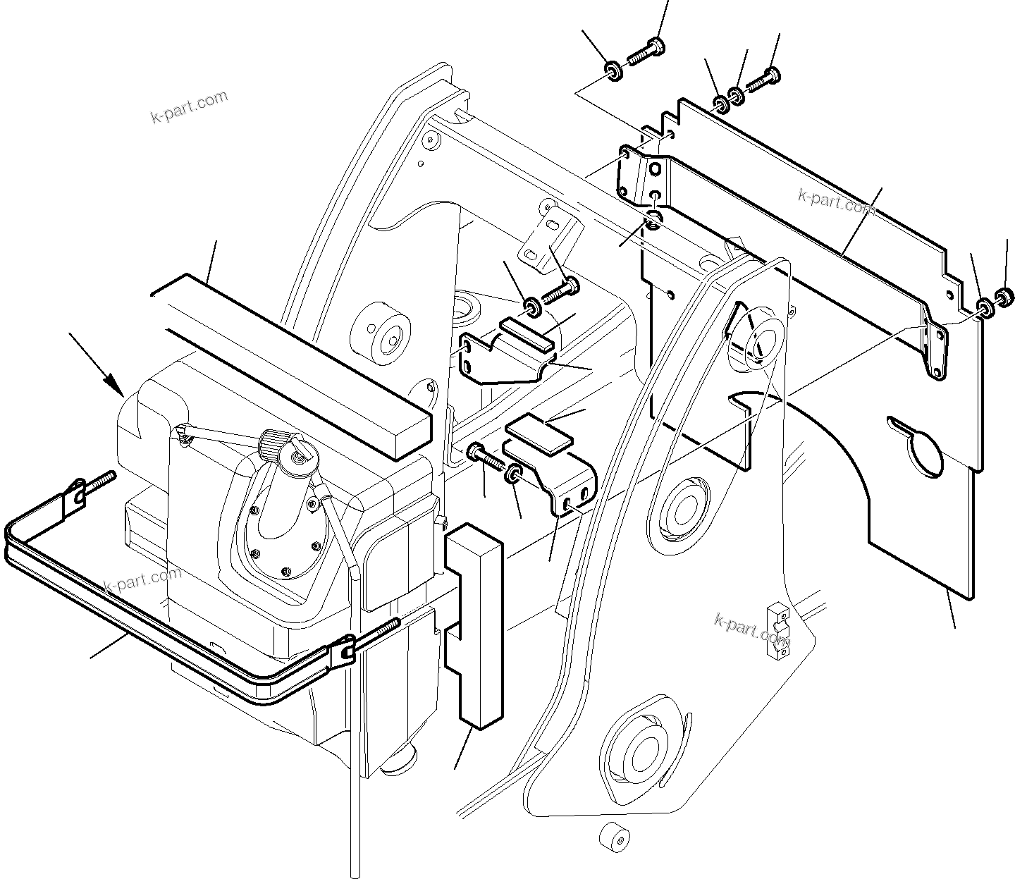 Komatsu parts book diagram for WB97S-5 S/N F00003-Up: HYDRAULIC OIL TANK FIXING