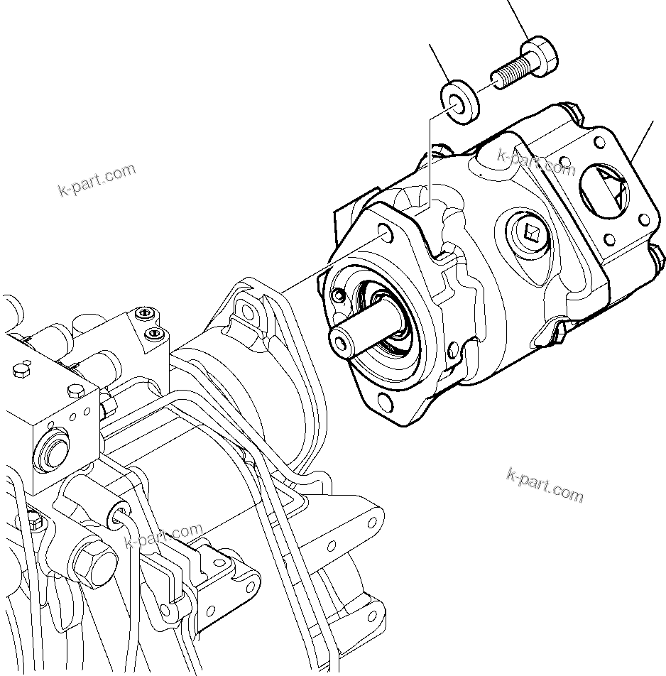 Komatsu parts book diagram for WB97S-5 S/N F00003-Up: HYDRAULIC PUMP FIXING