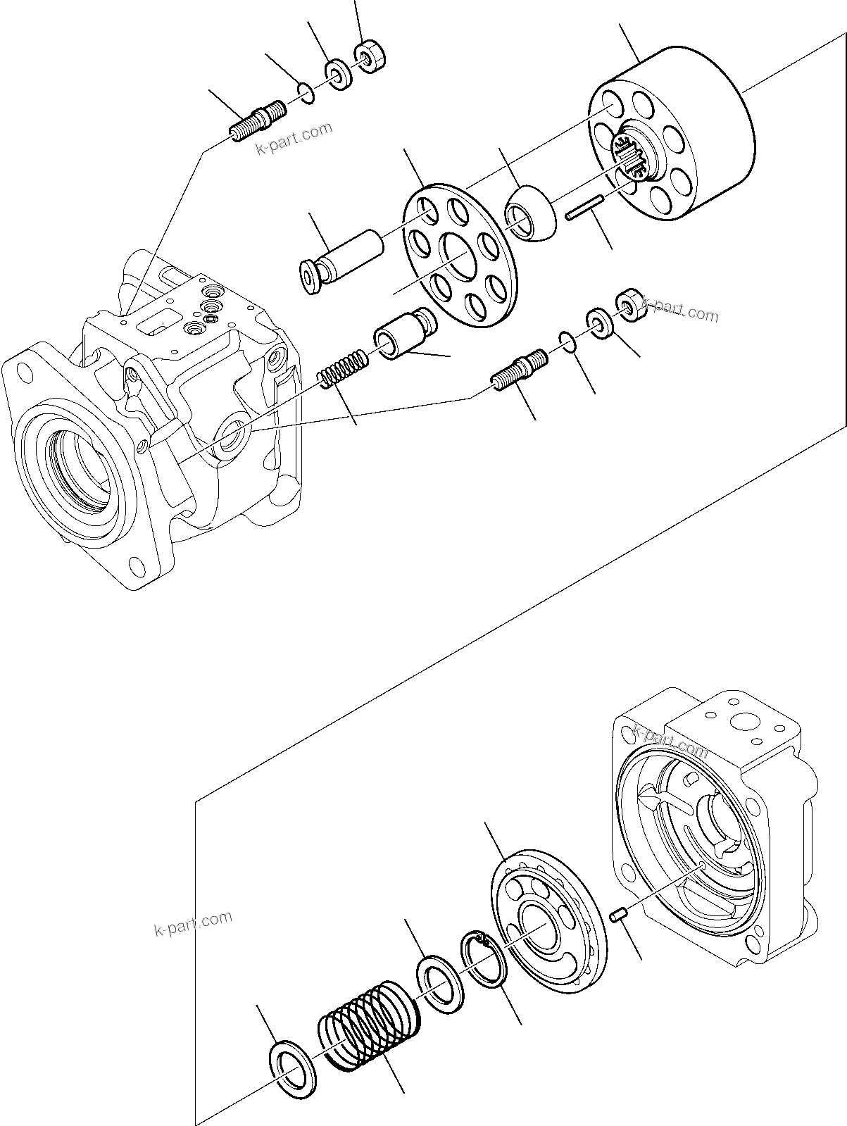 Komatsu parts book diagram for WB97S-5 S/N F00003-Up: HYDRAULIC PUMP (2/4)