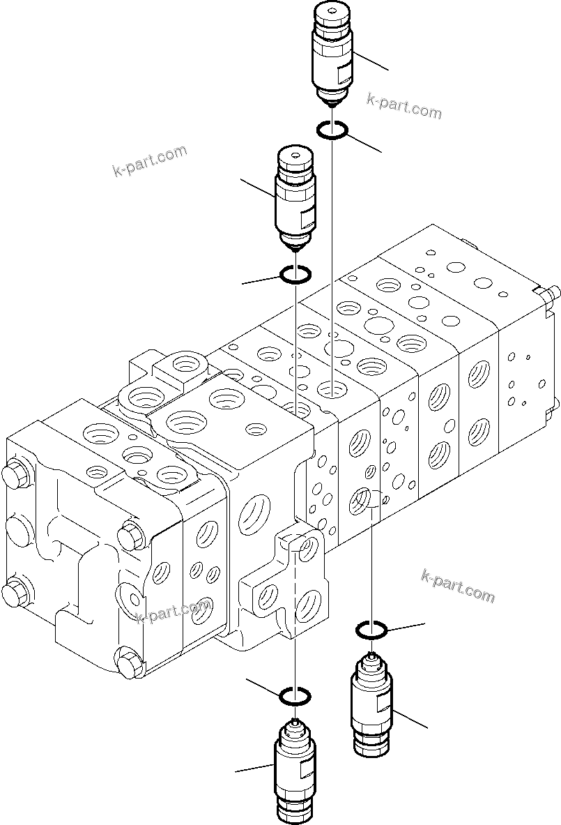 Komatsu parts book diagram for WB97S-5 S/N F00003-Up: 8-SPOOL CONTROL VALVE (15/16)