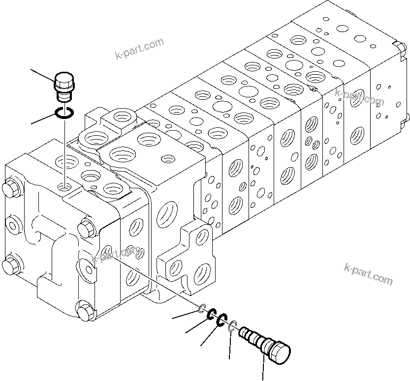 Komatsu parts book diagram for WB97S-5 S/N F00003-Up: 10-SPOOL CONTROL VALVE (2/16)