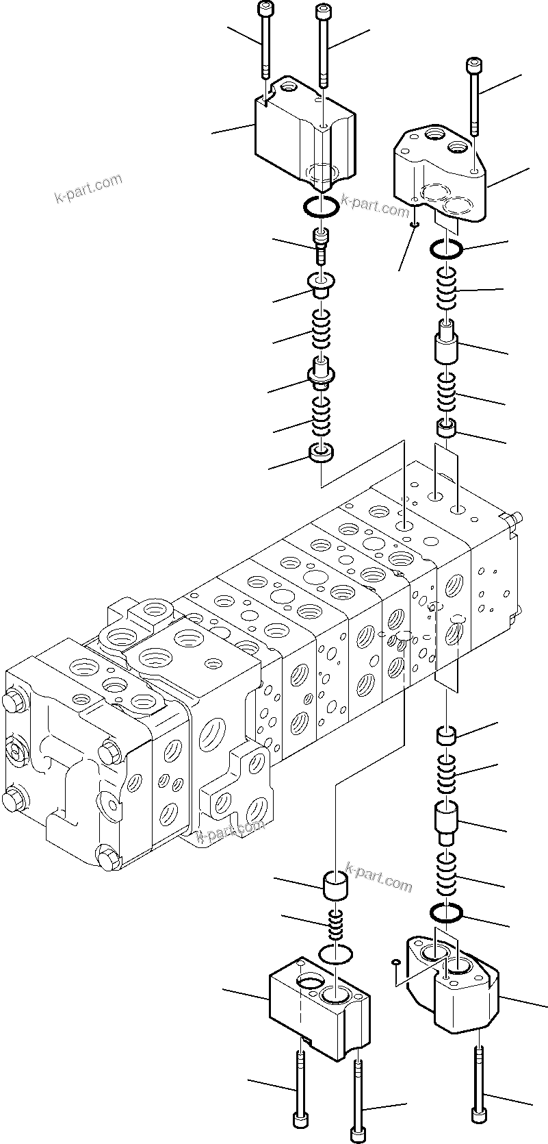 Komatsu parts book diagram for WB97S-5 S/N F00003-Up: 10-SPOOL CONTROL VALVE (9/16)