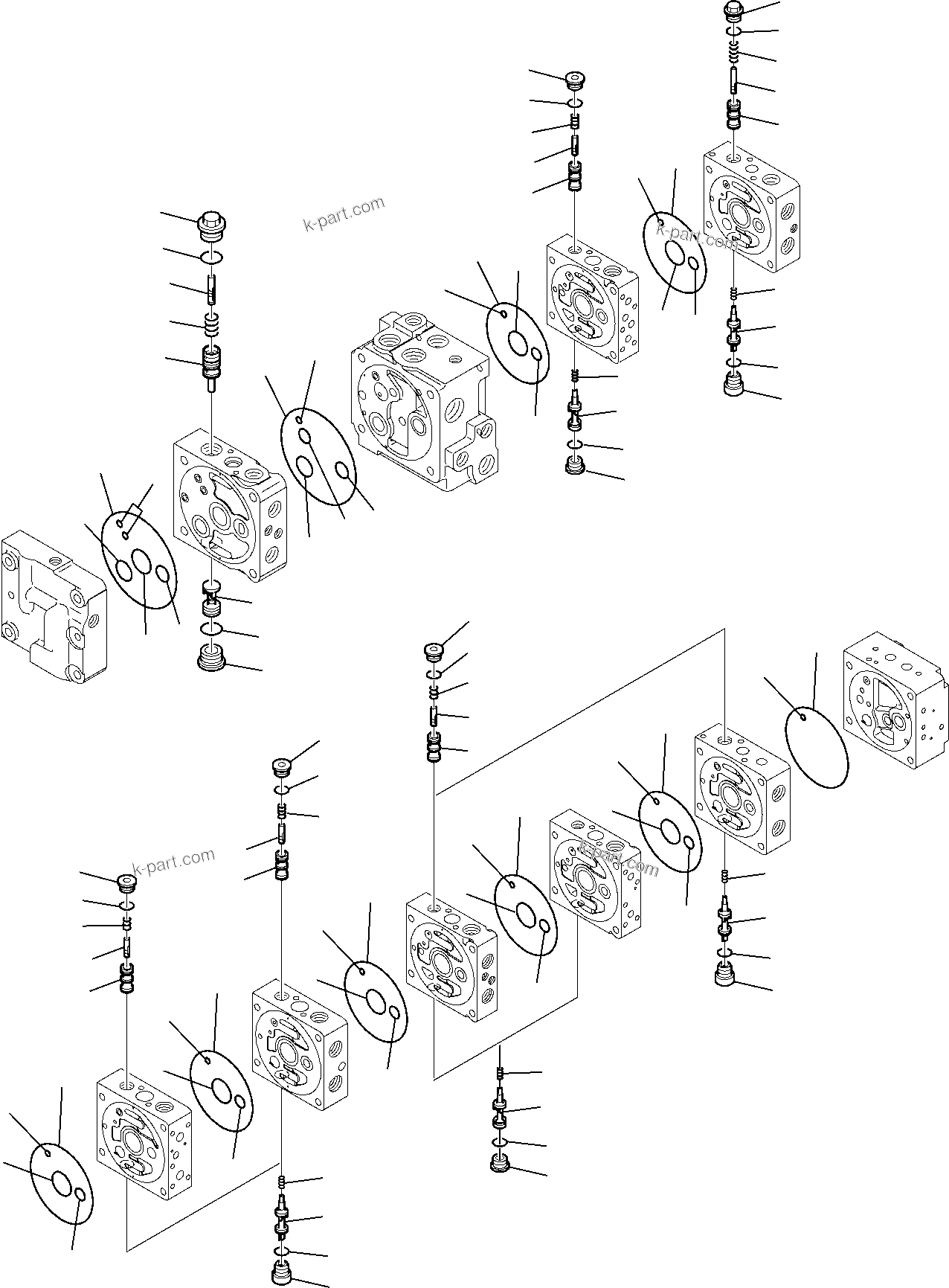 Komatsu parts book diagram for WB97S-5 S/N F00003-Up: 10-SPOOL CONTROL VALVE (11/16)