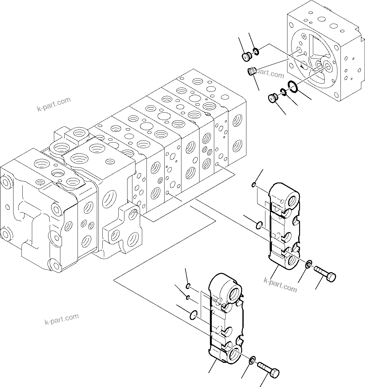 Komatsu parts book diagram for WB97S-5 S/N F00003-Up: 10-SPOOL CONTROL VALVE (12/16)