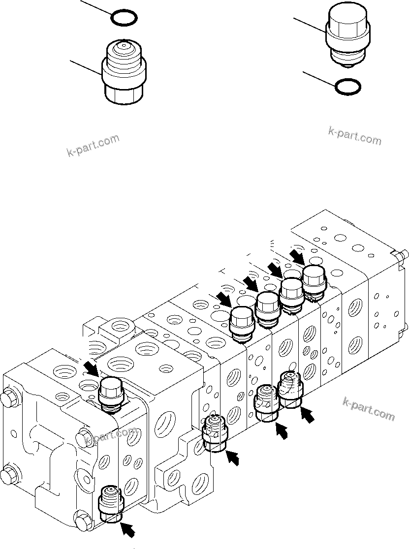 Komatsu parts book diagram for WB97S-5 S/N F00003-Up: 10-SPOOL CONTROL VALVE (14/16)
